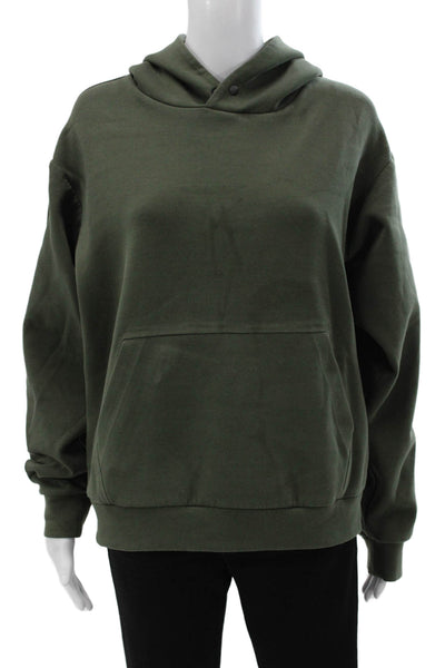 Nobull Mens Pullover Hoodie Green Cotton Blend Crew Neck Long Sleeve Size M