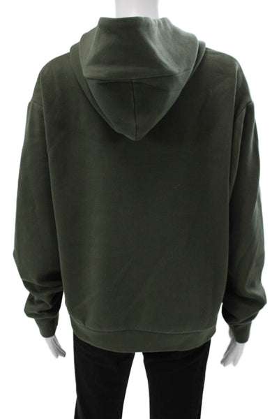 Nobull Mens Pullover Hoodie Green Cotton Blend Crew Neck Long Sleeve Size M