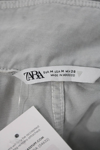 Zara Womens Collared Short Sleeve Cotton Jumpsuit Gray Size M