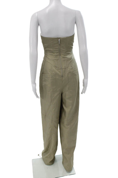 Lovers + Friends Womens Strapless Green Jumpsuit Zip Closure Size S
