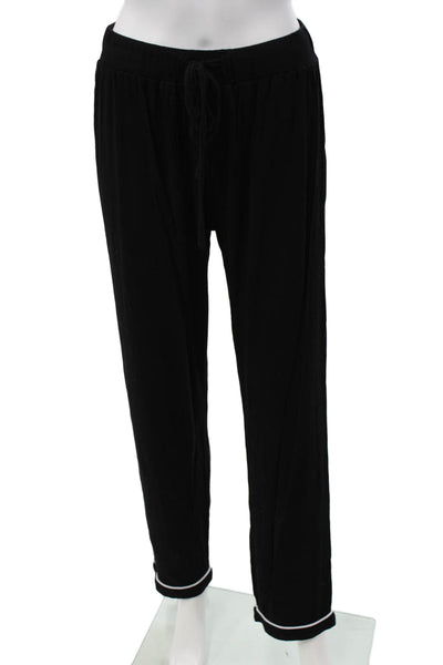 Ekouaer Womens Button Front Collared Long Sleeve Pajama Set Black Size Small