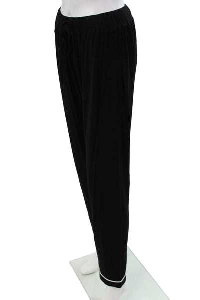 Ekouaer Womens Button Front Collared Long Sleeve Pajama Set Black Size Small