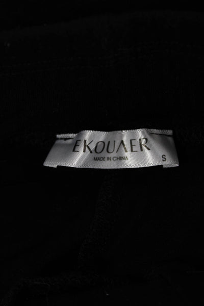 Ekouaer Womens Button Front Collared Long Sleeve Pajama Set Black Size Small
