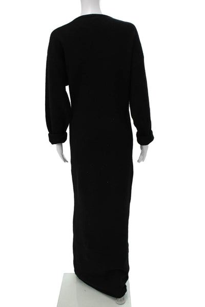 Naked Wardrobe Womens Sweater Dress Black V Neck Midi Long Sleeve Size M