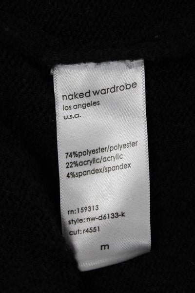 Naked Wardrobe Womens Sweater Dress Black V Neck Midi Long Sleeve Size M