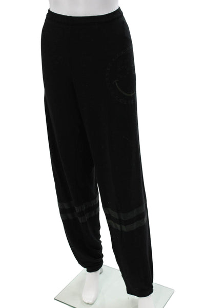 Lauren Moshi Womens Black Striped Polyester Jogger Pants Drawstring Size L