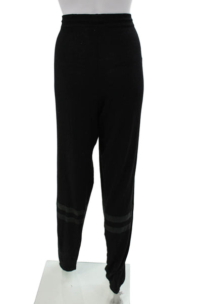 Lauren Moshi Womens Black Striped Polyester Jogger Pants Drawstring Size L