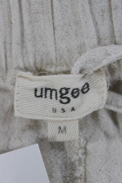 Umgee USA Women Beige Linen Cotton Drawstring Sweatpants Size M