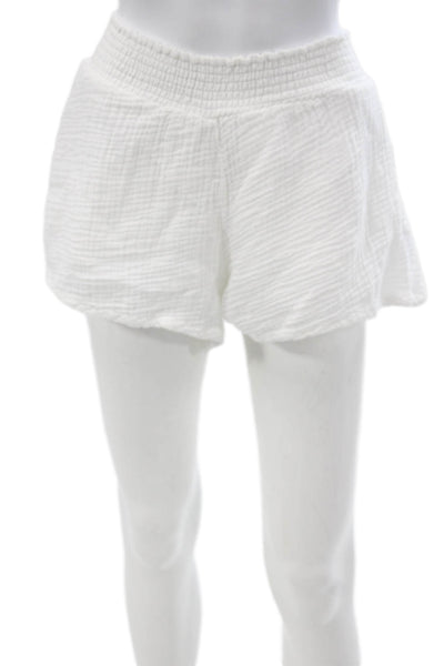 Michael Stars Womens Hot Pants White 100% Cotton Pull On Size M