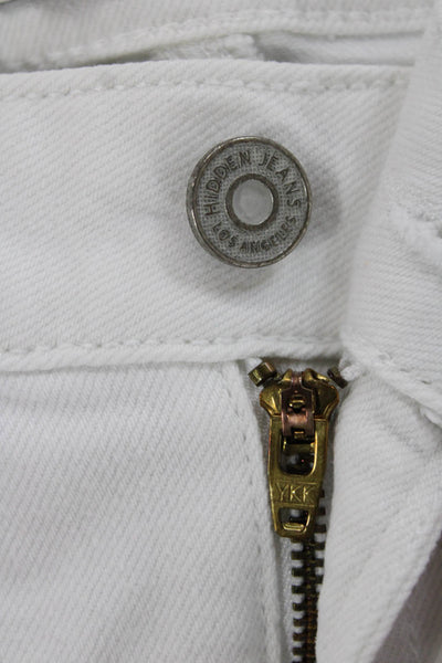 Hidden Womens White Flared Jeans Mid Rise Cotton Size 26