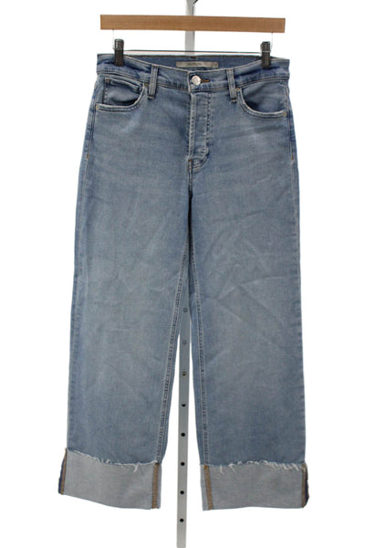 Hudson Womens Wide-Leg Blue Cotton Jeans High Rise Button Size 27