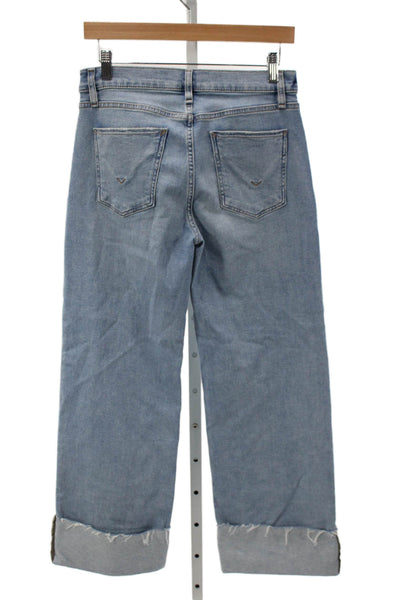 Hudson Womens Wide-Leg Blue Cotton Jeans High Rise Button Size 27