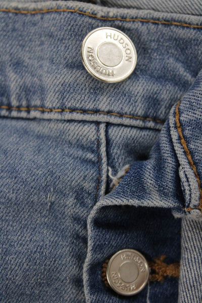 Hudson Womens Wide-Leg Blue Cotton Jeans High Rise Button Size 27