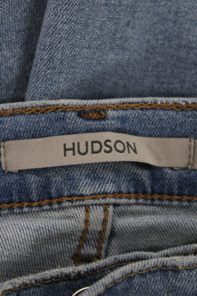 Hudson Womens Wide-Leg Blue Cotton Jeans High Rise Button Size 27