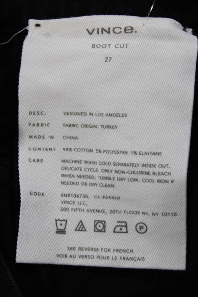 Vince Women Bootcut Jeans Black Cotton Blend Button Size 27