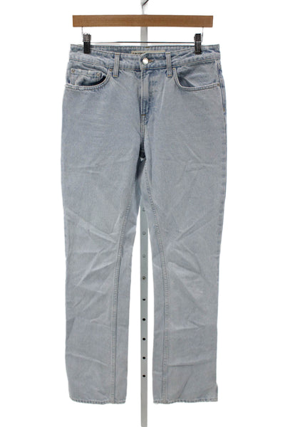 Grlfrnd Women Straight Jeans Blue High Rise 100% Cotton Button Size 27