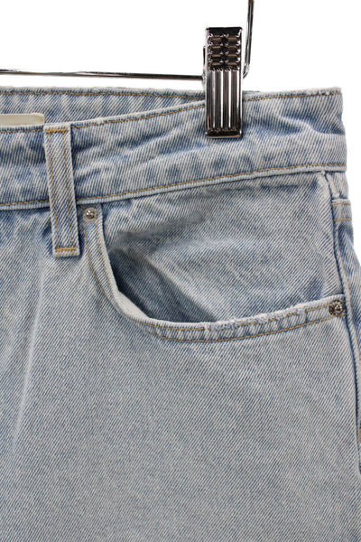 Grlfrnd Women Straight Jeans Blue High Rise 100% Cotton Button Size 27