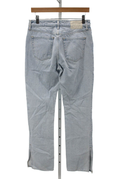 Grlfrnd Women Straight Jeans Blue High Rise 100% Cotton Button Size 27