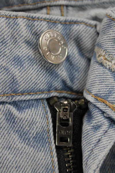 Grlfrnd Women Straight Jeans Blue High Rise 100% Cotton Button Size 27