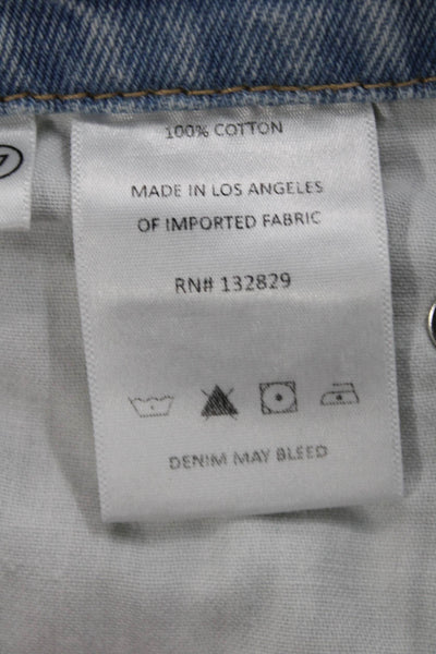 Grlfrnd Women Straight Jeans Blue High Rise 100% Cotton Button Size 27