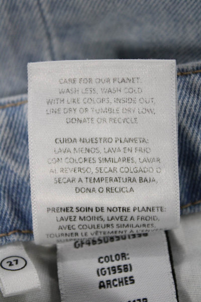 Grlfrnd Women Straight Jeans Blue High Rise 100% Cotton Button Size 27