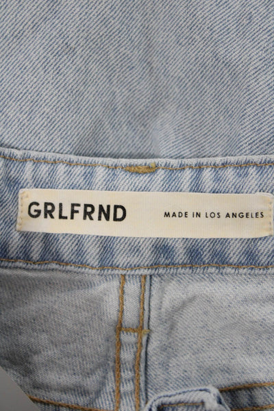 Grlfrnd Women Straight Jeans Blue High Rise 100% Cotton Button Size 27