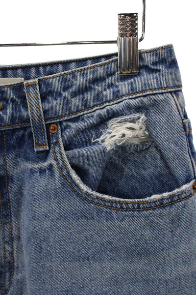 Grlfrnd Womens Blue Straight Jeans High Rise 100% Cotton Size 27
