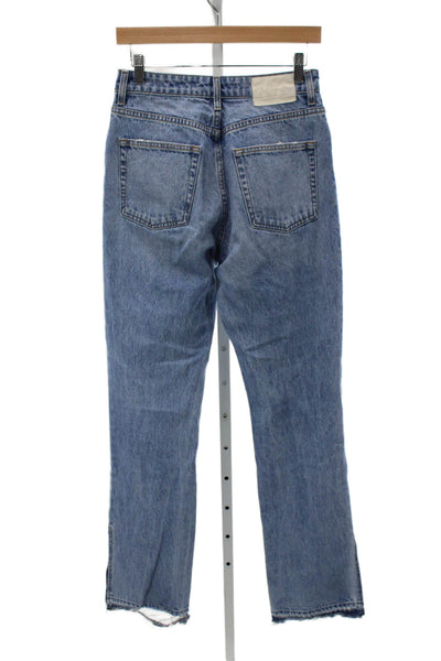 Grlfrnd Womens Blue Straight Jeans High Rise 100% Cotton Size 27
