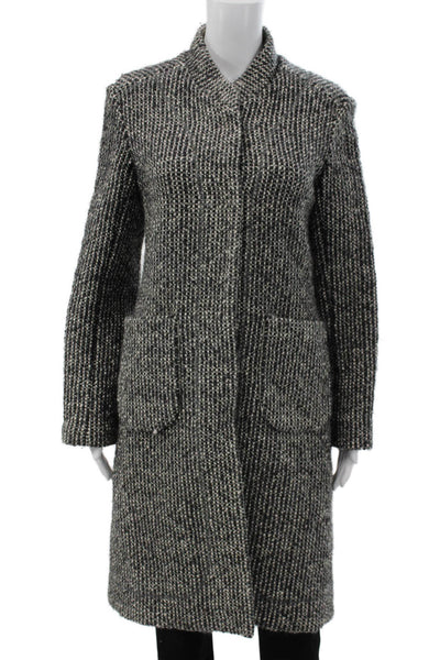 Parkinson Women Gray Wool Alpaca Tweed Overcoat Button Size 4