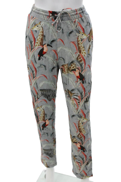 Paul & Joe Womens Jogger Pants Gray Animal Print Cotton Size 42