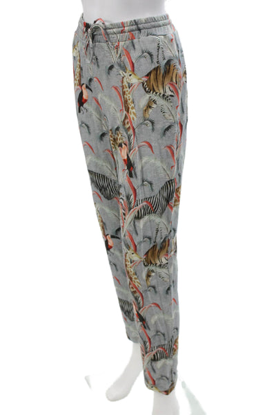 Paul & Joe Womens Jogger Pants Gray Animal Print Cotton Size 42