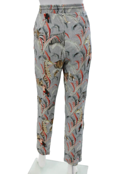 Paul & Joe Womens Jogger Pants Gray Animal Print Cotton Size 42