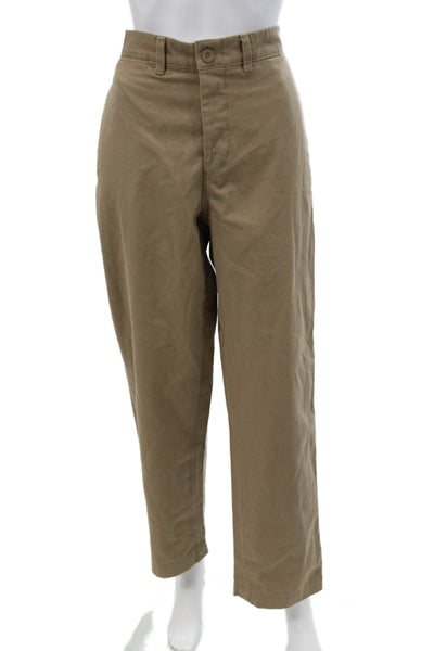 Zara Womens Beige Cotton Chino Pants Button Closure Size XS