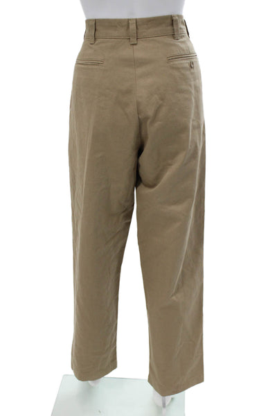 Zara Womens Beige Cotton Chino Pants Button Closure Size XS