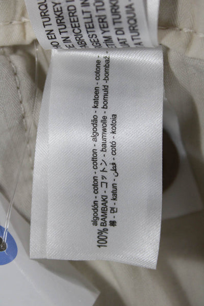 Zara Womens Beige Cotton Chino Pants Button Closure Size XS