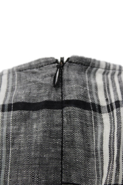 Zara Women Black Plaid Linen Tank Dress Knee Length Zip Size M