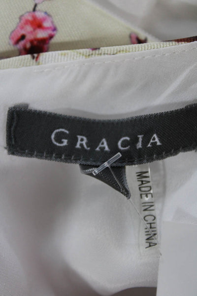 Gracia Womens Sheath Dress Multicolor Sleeveless Round Neck Knee Length Size L