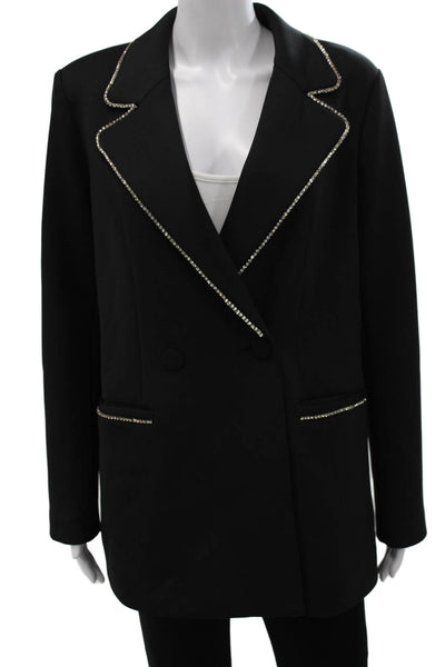 Good American Womens Black Blazer Long Sleeve Polyester Button Size 2