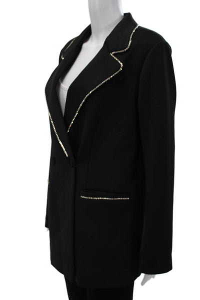 Good American Womens Black Blazer Long Sleeve Polyester Button Size 2
