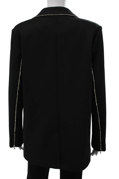 Good American Womens Black Blazer Long Sleeve Polyester Button Size 2