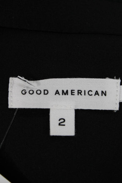 Good American Womens Black Blazer Long Sleeve Polyester Button Size 2