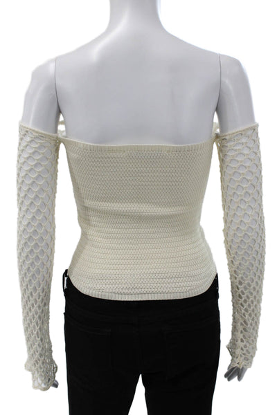 Zara Women Pullover Ivory Viscose Off Shoulder Sleeveless Solid Size S