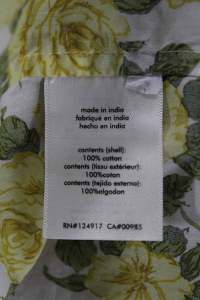 ONIA Women Collared Floral Cotton Short Sleeve Blouse Button Size L