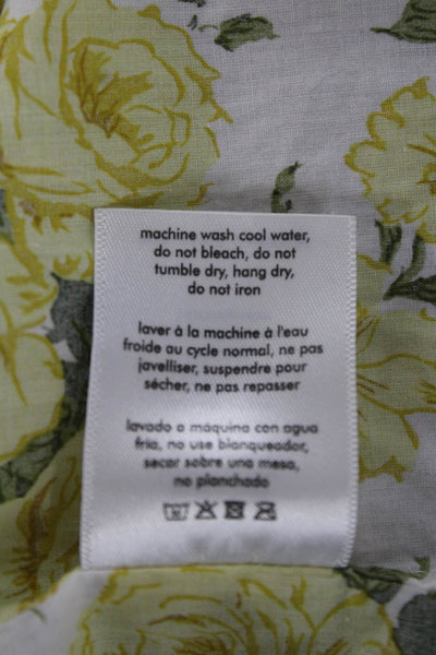 ONIA Women Collared Floral Cotton Short Sleeve Blouse Button Size L