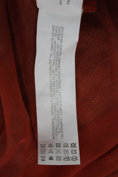 Zara Womens Bodycon Dress One Shoulder Sleeveless Orange Polyester Midi Size M