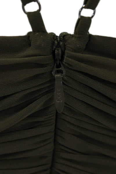 Michael Costello x Revolve Women Mini Dress Green V-Neck Zip Nylon Size S