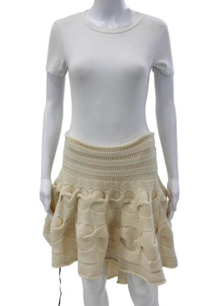 Haute Hippie Womens Ivory Flare Skirt Merino Wool Pull On Size XS