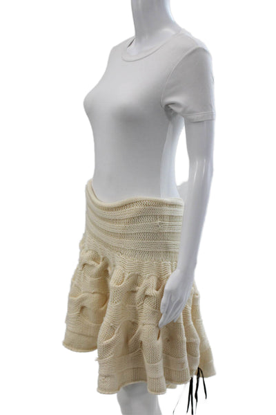 Haute Hippie Womens Ivory Flare Skirt Merino Wool Pull On Size XS