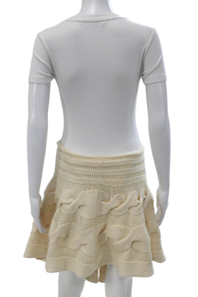 Haute Hippie Womens Ivory Flare Skirt Merino Wool Pull On Size XS