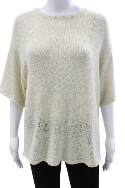Sabo Womens Ivory Boat Neck Short Sleeve Pullover Size 2